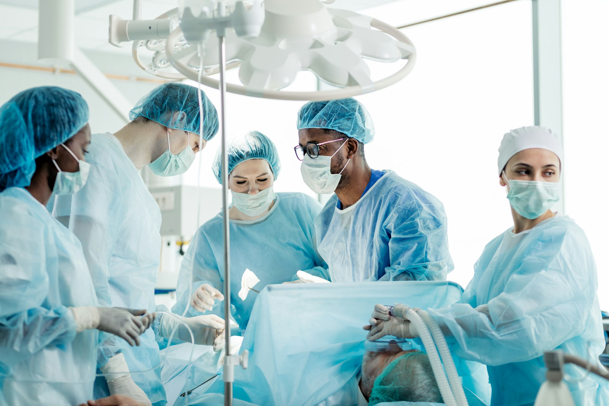 professional awesome team of surgeons treat injuries, and deformities